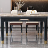 Modern Round Extendable Dining Table Stone Tabletop with Black Wood Legs Clearhalo 'Dining Tables & Seating' 'Dining Tables' 'dining_table' 'furn' 'furn_dining_table' 'Furniture' 'Kitchen & Dining Furniture' 1200x1200_d87f4819-0fbc-424e-bdae-6c8e7b945b51