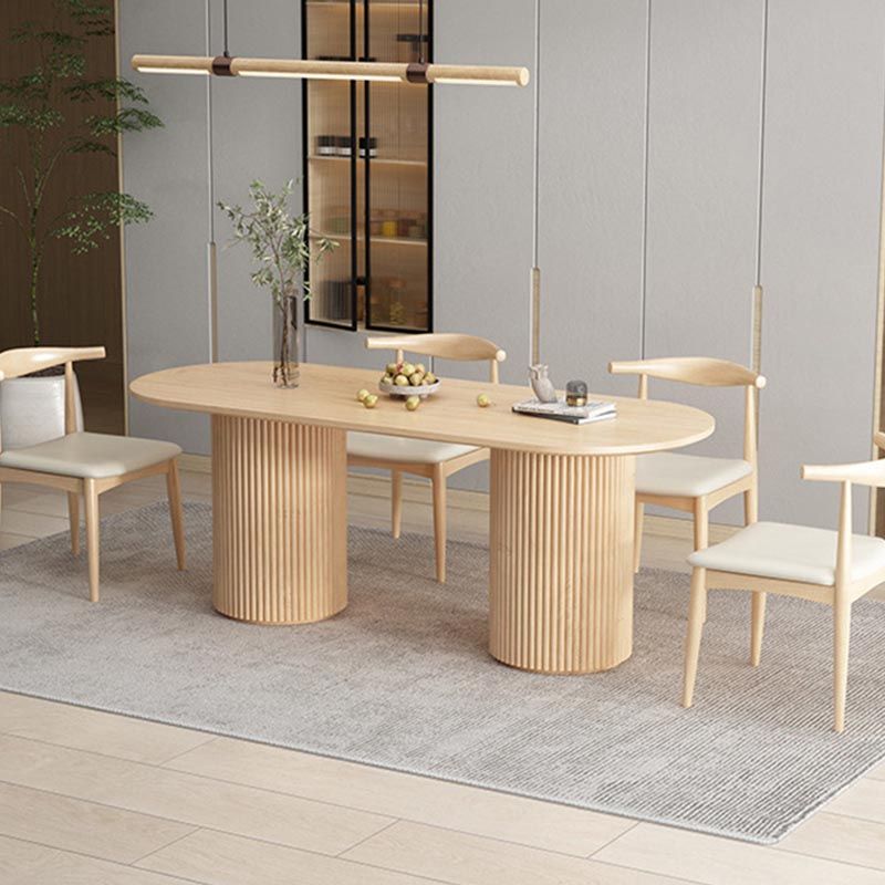 Modern Wood Double Pedestal Dining Table Natural Oval Table for Kitchen Clearhalo 'Dining Tables & Seating' 'Dining Tables' 'dining_table' 'furn' 'furn_dining_table' 'Furniture' 'Kitchen & Dining Furniture' 1200x1200_d882a96a-4db9-4fb0-b5b3-89c249d16ad6