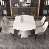 Contemporary Style Sintered Stone Dining Table with Built-in Storage Layer and Pedestal Base Clearhalo 'Dining Room Sets' 'Dining Tables & Seating' 'dining_room_set' 'furn' 'furn_dining_room_set' 'Furniture' 'furniture_dining_room_set' 'Kitchen & Dining Furniture' 'kitchen&dining_furn' 'kitchen' 1200x1200_d8843145-c4d0-45aa-915a-461e60203624