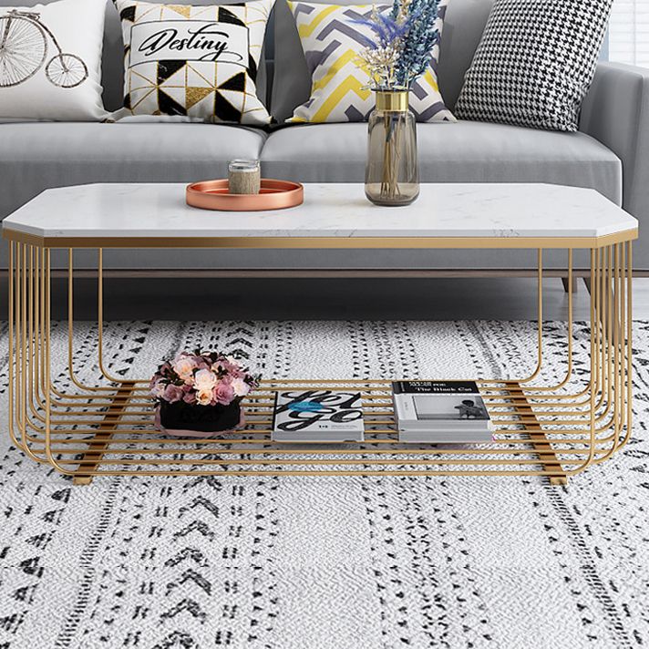 Glass/Marble Top Coffee Table Glam Frame Coffee Cocktail Table Clearhalo 'Coffee & Accent Tables' 'Coffee Tables' 'coffee_tables' 'furn' 'furn_coffee_tables' 'Furniture' 'Living Room Furniture' 1200x1200_d8847eb6-e64f-46c7-a35d-d782bad8b443