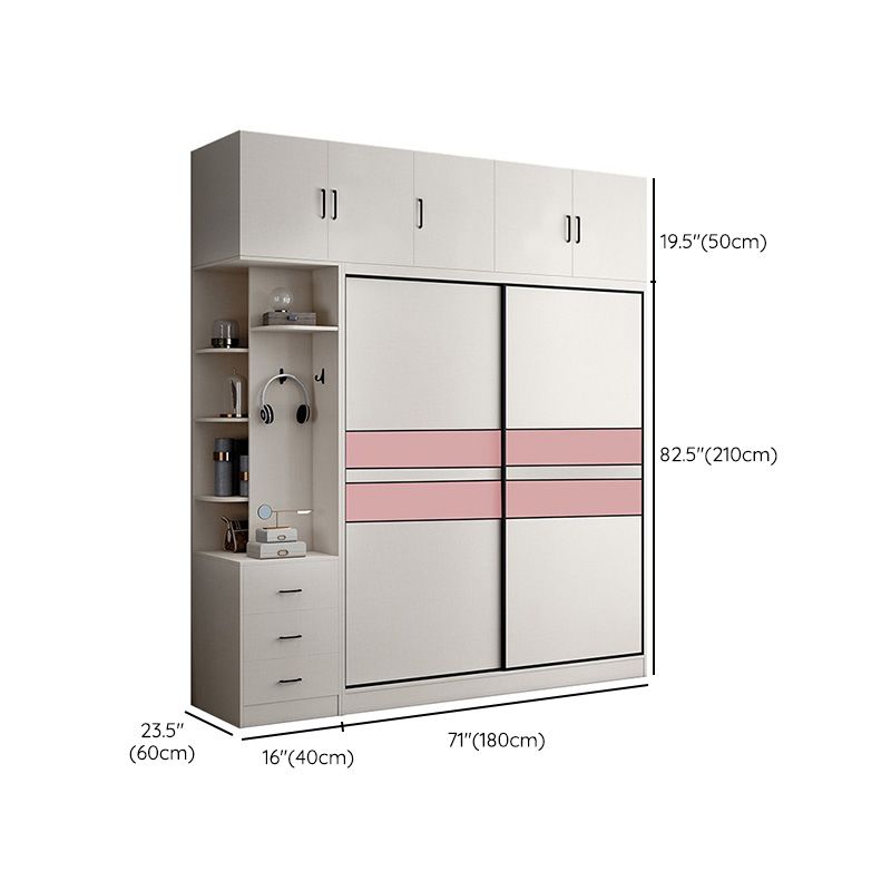 Color de couleur blanc tige de garde-robe comprenant la garde-robe placard de garde-robe avec porte coulissante