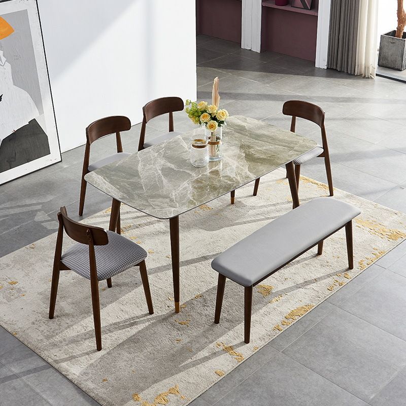 Solid Wood Contemporary Rectangular Dining Table Sintered Stone Top Table with Wood Legs Clearhalo 'Dining Tables & Seating' 'Dining Tables' 'dining_table' 'furn' 'furn_dining_table' 'Furniture' 'furniture_dining_table' 'Kitchen & Dining Furniture' 'kitchen' 'kitchen_dining_table' 1200x1200_d8851a67-3584-4858-b665-0891436932f9