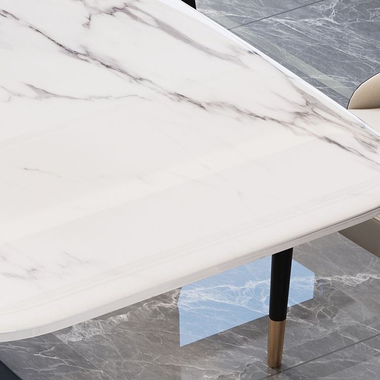 Contemporary Dining Room Set Metal Frame White Slate Rectangular Dining Table Set for Home Clearhalo 'Dining Room Sets' 'Dining Tables & Seating' 'dining_room_set' 'furn' 'furn_dining_room_set' 'Furniture' 'furniture_dining_room_set' 'Kitchen & Dining Furniture' 'kitchen&dining_furn' 'kitchen' 1200x1200_d885664c-6074-4ad8-a49c-afd8252a53ed