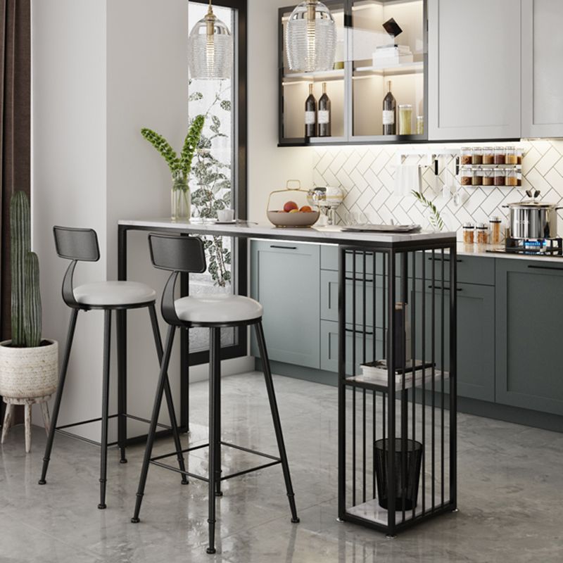 Modern White Marble Table with Rectangle Table Top Double Pedestal Table - 42" H Clearhalo 'Bar Furniture' 'Bar Tables' 'bar_tables' 'furn' 'furn_bar_tables' 'Furniture' 'furniture_bar_tables' 'Kitchen & Dining Furniture' 1200x1200_d88658cb-3041-40f7-b9d2-5724203055a2