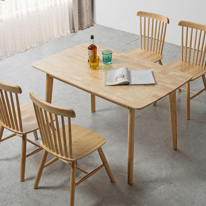 Oak Solid Wood Dining Table Modern Rectangle Dining Table in Natural