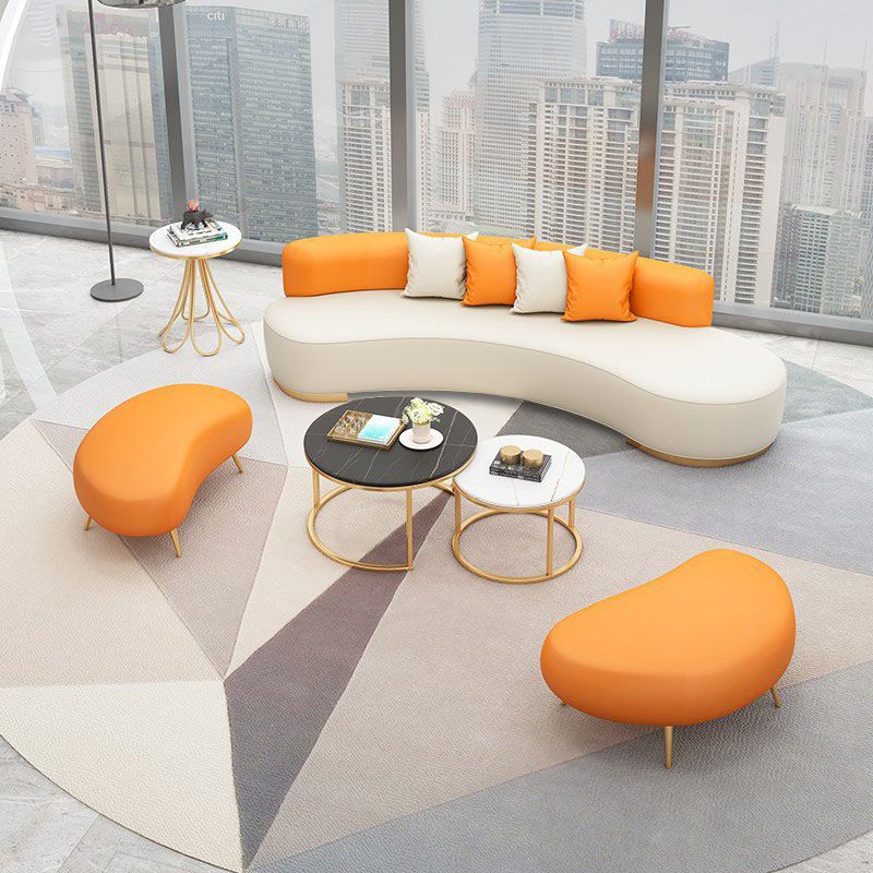 Sofá de cuero de sofá de estilo contemporáneo para sala de estar