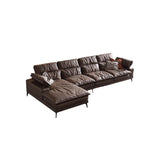 Modern Faux Leather L-Shape Sofa with Pillow Top Arm for Living Room