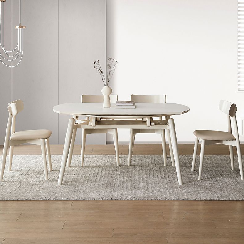 Juego de comedor moderno de piedra redonda con muebles de 1/4/5/7 piezas en blanco