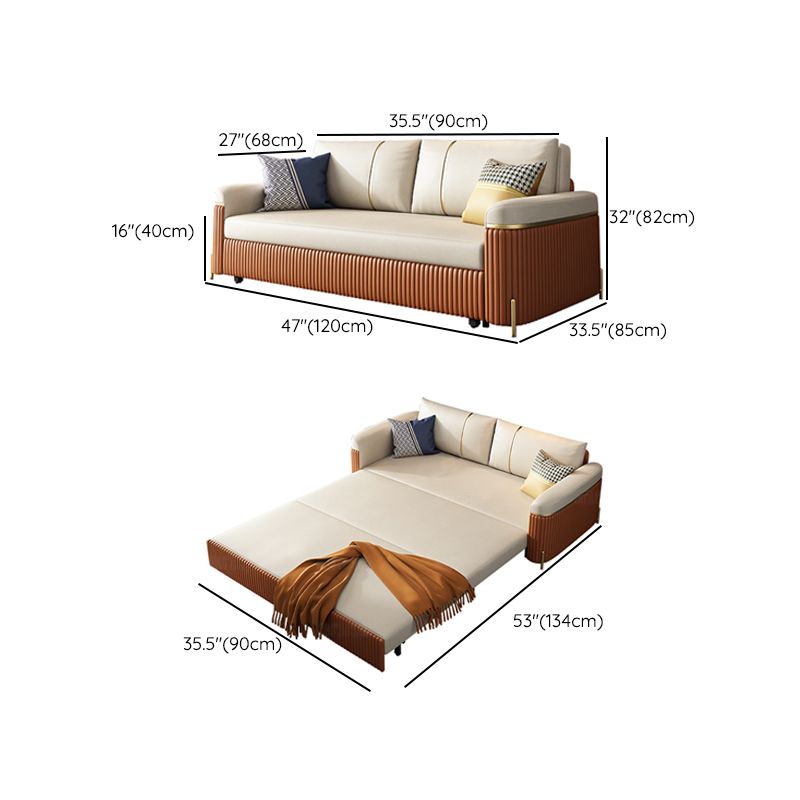 Modern Fucice Donno in pelle Sleeter Impietato Braccia quadrata divano letto in arancione