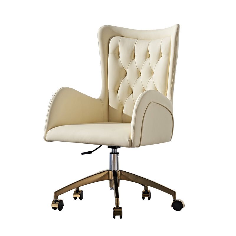 Mid Back Office Chair Rotatable Leather Desk Chair with Steel Base Clearhalo 'furn' 'furn_office_chair' 'Furniture' 'Office Chairs' 'Office Furniture' 'office_chair' 1200x1200_d88e869d-abaa-4982-896b-d2d5cd037d0a