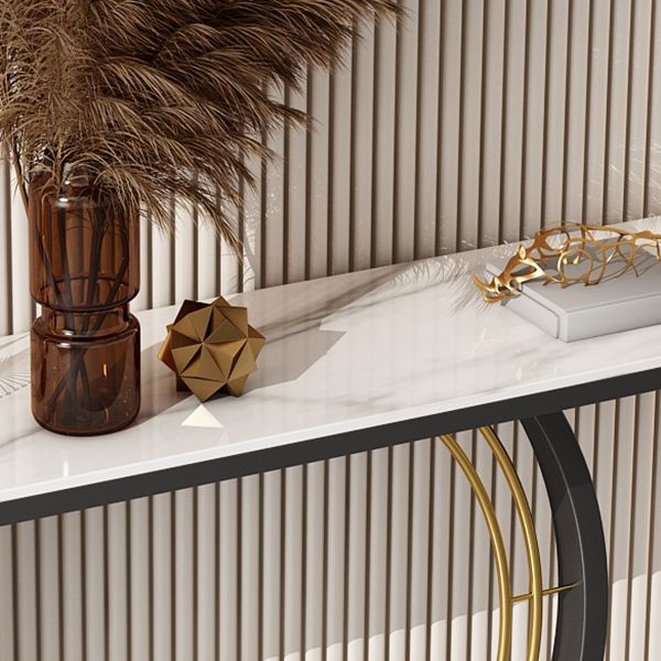 Stone Half Moon Accent Tabla 11.81 "W Mesa de consola de 1 estante para Hall