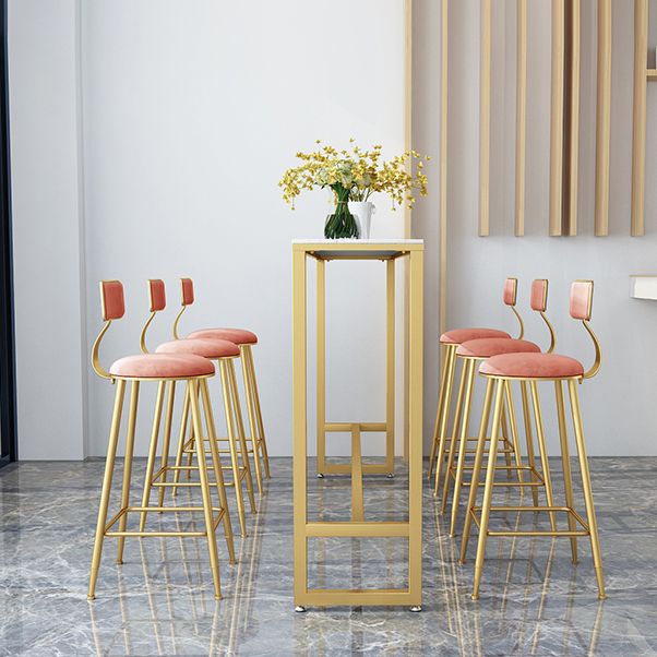 Glam Style Marble Bar Table Gold Frame 42 Inch Height Table for Restaurant Clearhalo 'Bar Furniture' 'Bar Tables' 'bar_tables' 'furn' 'furn_bar_tables' 'Furniture' 'furniture_bar_tables' 'Kitchen & Dining Furniture' 'kitchen&dining_furn' 'kitchen' 1200x1200_d8944282-e6cd-4f17-a792-6544d08a0f77