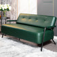 Faux Leather Sofa 27.55" High Mid Century Modern Recessed Arm Sofa