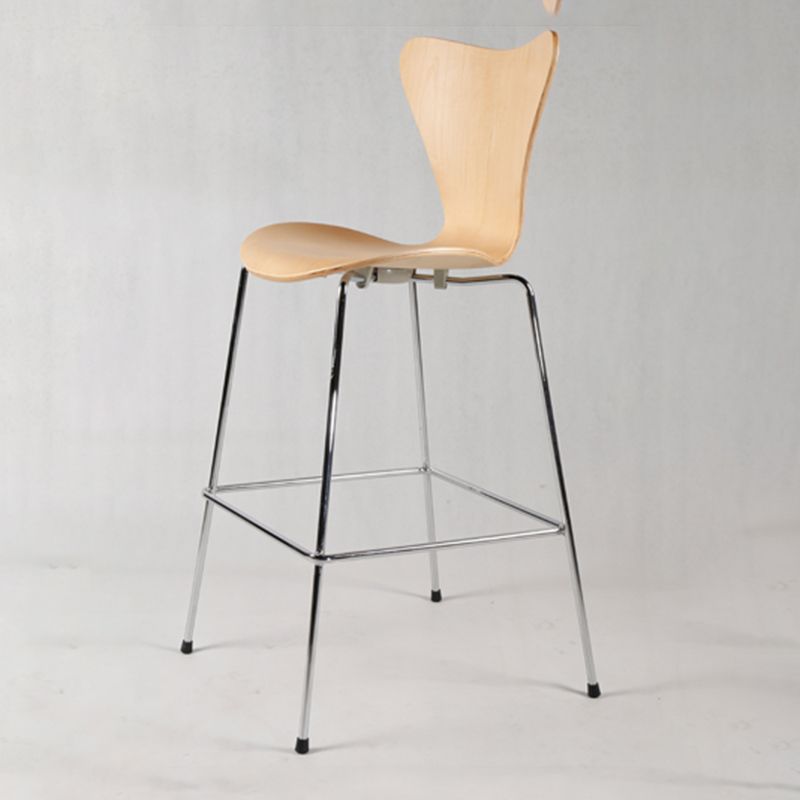 Modern Armless Backrest Bar Stool Wood Kitchen Bar Stool with 4 Metal Legs Clearhalo 'Bar Furniture' 'Bar Stools' 'bar_stools' 'furn' 'furn_bar_stools' 'Furniture' 'Kitchen & Dining Furniture' 1200x1200_d8973ed0-df8c-44d1-b385-99907cc0084d