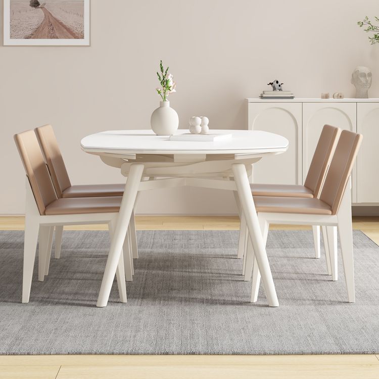 White Drop-Leaf Dining Table Round Sintered Stone Dinner Table for Dining Room Clearhalo 'Dining Tables & Seating' 'Dining Tables' 'dining_table' 'furn' 'furn_dining_table' 'Furniture' 'Kitchen & Dining Furniture' 1200x1200_d897e56c-dc6b-49cf-9879-55020ccf700c