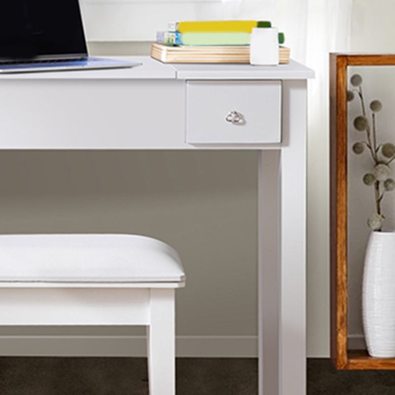 Capovolgimento a specchio singolo vanity scrivania doppia cassettiera dritta piedi in bianco in bianco