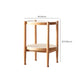 Modern Glass Top Solid Wood 4 Legs Round Double Tier Living Room Side Table