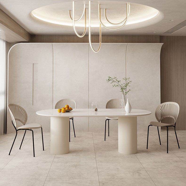 Moderne stijl ovale tafel set 1/4/5/6/7 stukken eetgelegenheid met metalen poten