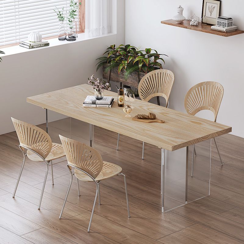 Industrial 1/2/5 Pieces Furniture Solid Wood Rectangle Dining Chairs Set in Natural Clearhalo 'Dining Room Sets' 'Dining Tables & Seating' 'dining_room_set' 'furn' 'furn_dining_room_set' 'Furniture' 'Kitchen & Dining Furniture' 1200x1200_d89b12dd-b46a-409a-ae74-8d9e85430a93