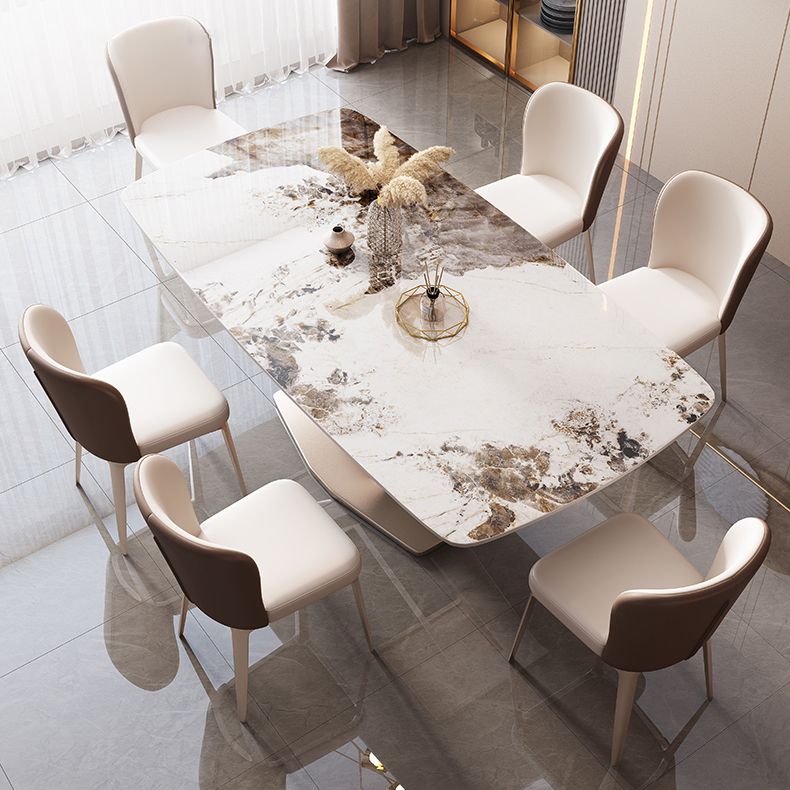 Modern Rectangle Dinette Set 1/2/5/7 Pieces White Sintered Stone Top Dining Table Set Clearhalo 'Dining Room Sets' 'Dining Tables & Seating' 'dining_room_set' 'furn' 'furn_dining_room_set' 'Furniture' 'furniture_dining_room_set' 'Kitchen & Dining Furniture' 1200x1200_d89c4702-2a10-498e-8279-58131a48ec30