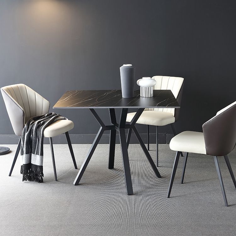 Square Shape Industrial Dining Table Black Fixed Table with Sintered Stone Clearhalo ' dining_table' 'Dining Tables & Seating' 'Dining Tables' 'furn' 'furn_dining_table' 'Furniture' 'furniture_dining_table' 'Kitchen & Dining Furniture' 'kitchen&dining_furn' 'kitchen' 'kitchen_dining_table' 1200x1200_d89cd785-f469-4c81-9e52-3bfb1bb92a8d