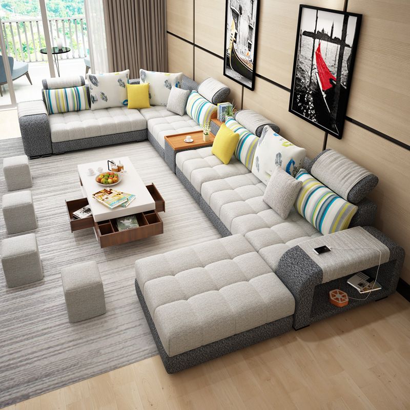 Modern Pillowed Back Cushions Sofa Tufted Sectionalwith Storage for Living Room Clearhalo 'furn' 'furn_sectionals' 'Furniture' 'furniture_sectionals' 'kitchen' 'kitchen_sectionals' 'Living Room Furniture' 'Sectionals' 1200x1200_d89e8a9d-21f8-461d-adfc-2142d8c60a21