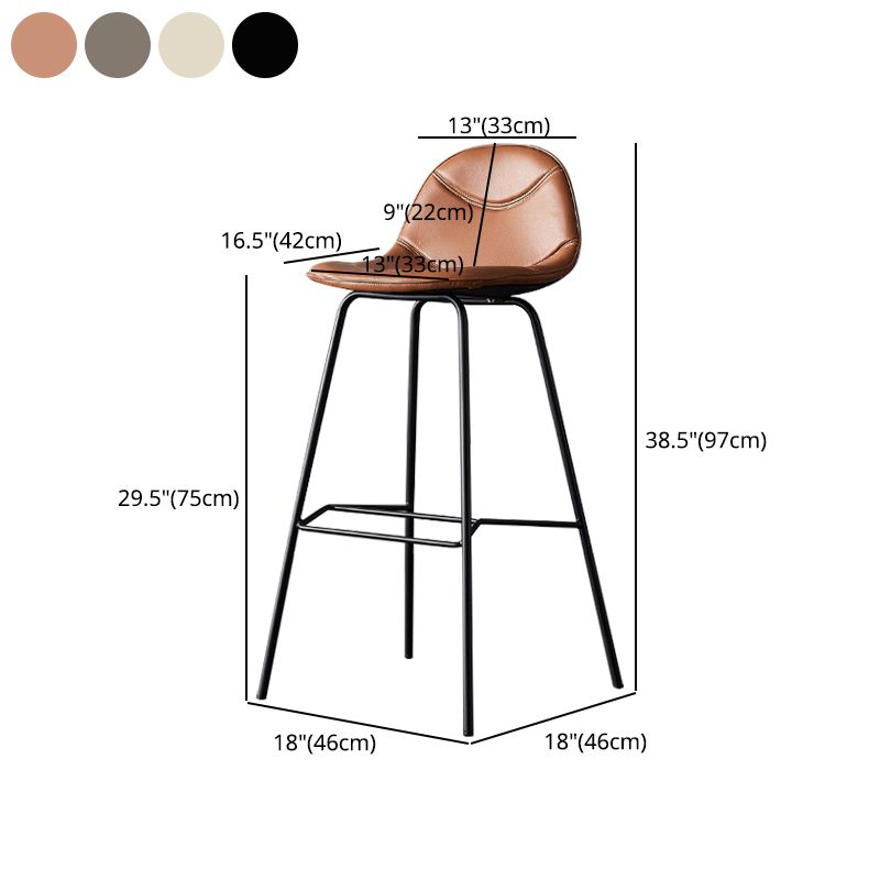 Industrial Leather Iron Counter Stools Low Back Bar Stools with 4 Legs for Kitchen Clearhalo 'Bar Furniture' 'Bar Stools' 'bar_stools' 'furn' 'furn_bar_stools' 'furniture_bar_stools' 'Kitchen & Dining Furniture' 'kitchen&dining_furn' 'kitchen' 'kitchen_furn' Furniture' 1200x1200_d89f7aa0-4d3c-446d-be22-e4656a269ca5