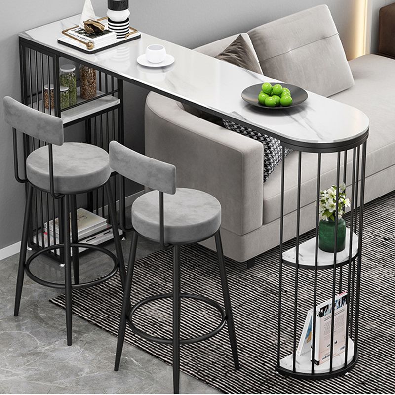 Table de bar en pierre, table de salle à manger moderne avec étagères de rangement pour cuisine et salon