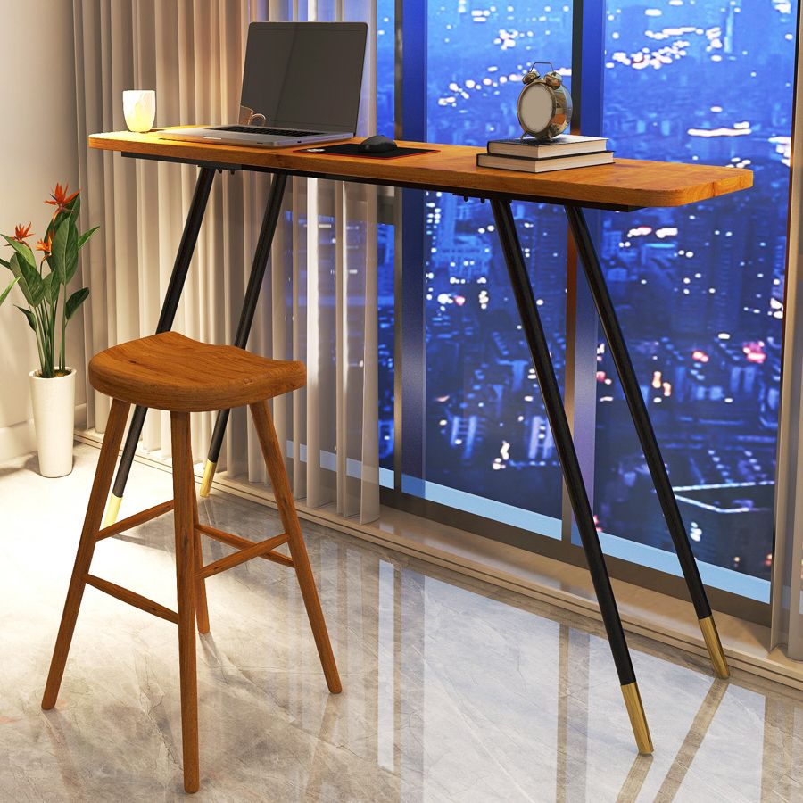 Juego de mesa de bar rectangular Glam, juego de mesa de bar de madera marrón de 1/2 piezas