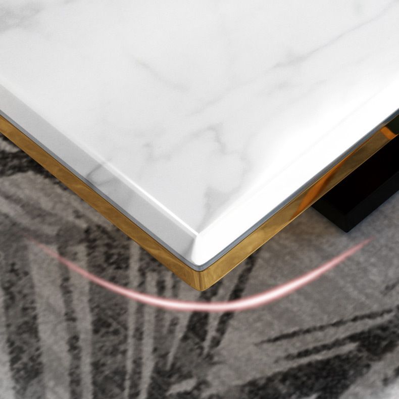 Modern Style Marble Table with White Table and Gold Trestle Base for Home Use Clearhalo 'Dining Room Sets' 'Dining Tables & Seating' 'dining_room_set' 'furn' 'furn_dining_room_set' 'Furniture' 'furniture_dining_room_set' 'Kitchen & Dining Furniture' 'kitchen&dining_furn' 'kitchen' 1200x1200_d8a1dfae-9a8b-4309-8cff-fa3817999bb9