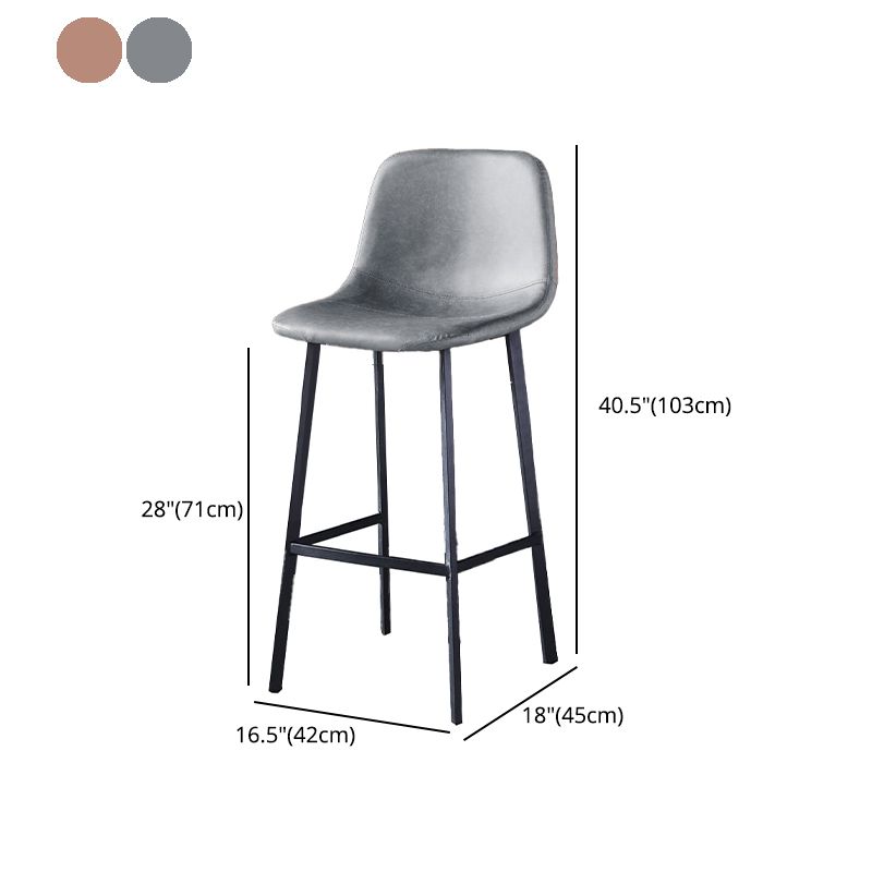 Industrial Style Low Back Bar-stool PU Leather Bar Stool with Metal Legs Clearhalo 'Bar Furniture' 'Bar Stools' 'bar_stools' 'furn' 'furn_bar_stools' 'Furniture' 'furniture_bar_stools' 'Kitchen & Dining Furniture' 1200x1200_d8a213ff-e88a-4c2b-9308-1c12650da739