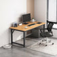 Contemporary Wooden Office Desk Sled Base Writing Desk with Steel Legs Clearhalo 'furn' 'furn_office_desk' 'Furniture' 'Office Desks' 'Office Furniture' 'office_desk' 1200x1200_d8a29b68-df80-4285-9484-39cd24e00827