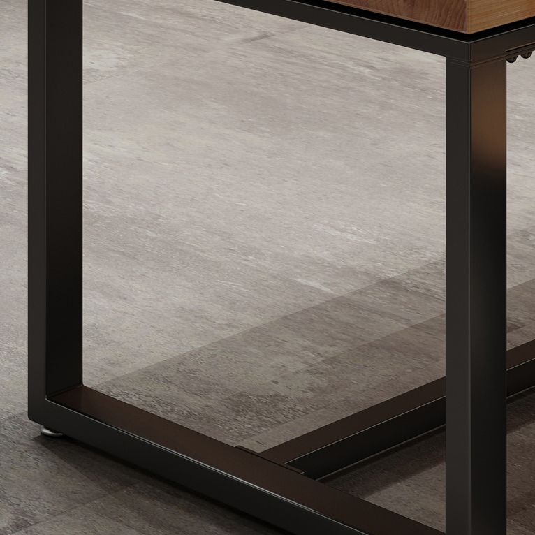 Table à manger en bois massif carré table à manger industrielle avec base en métal