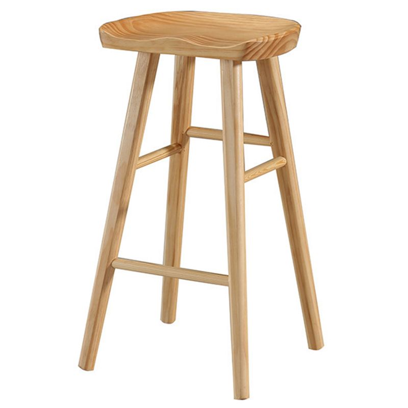 Modern Backless Armless Counter Stool Pine Wood Cafe Bar Stool with Pedal