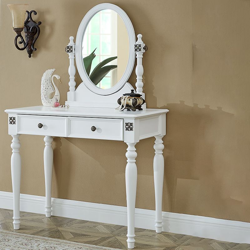 Table de bureau de vanité de maquillage traditionnelle avec tiroir en marron pour chambre à coucher