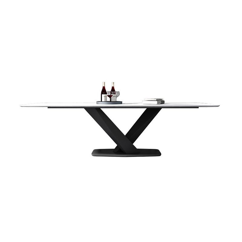 Modern Sintered Stone Dining Table Set with Rectangle Table and Pedestal Base Formal Dining Set Clearhalo 'Dining Room Sets' 'Dining Tables & Seating' 'dining_room_set' 'Furniture' 'furniture_dining_room_set' 'Kitchen & Dining Furniture' 'kitchen&dining_furn' 'kitchen' 1200x1200_d8a96f2b-4047-42b9-93ce-6b82200032e0