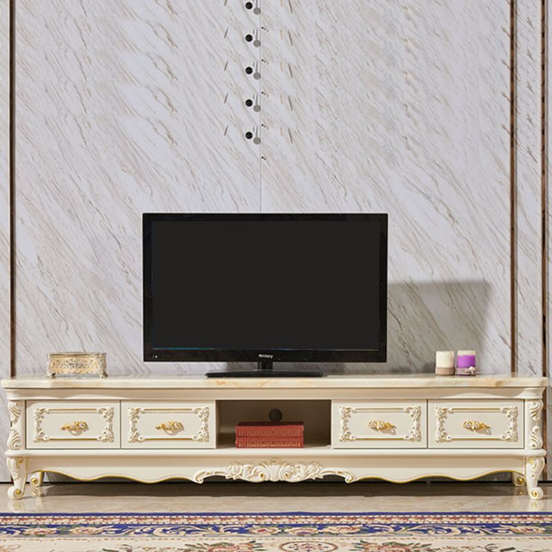 Glamber Marble TV Stand White Open Stalling TV Console con cajones