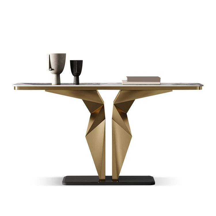 Glam Metal Console Table Rectangle Console Sofa Table for Hall Clearhalo 'Console Tables' 'console_tables' 'Entry & Mudroom Furniture' 'furn' 'furn_console_tables' 'Furniture' 1200x1200_d8ab26ee-2a04-4eb7-b91c-692a729db52d