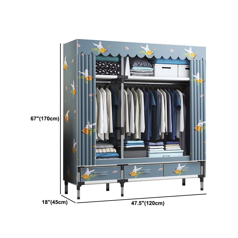 Contemporary Wardrobe Metal Bedroom Wardrobe Closet with Shelves Clearhalo 'Armoires & Wardrobes' 'armoires_wardrobes' 'Bedroom Furniture' 'furn' 'furn_armoires_wardrobes' 'Furniture' 1200x1200_d8ab32f1-cbf4-4f57-a9a8-6b2a063cacde