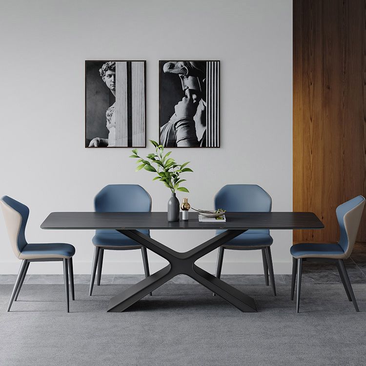 Minimalist Sintered Stone Dining Room Set Standard Height with Black Base Dining Set Clearhalo 'Dining Room Sets' 'Dining Tables & Seating' 'dining_room_set' 'furn' 'furn_dining_room_set' 'Furniture' 'furniture_dining_room_set' 'Kitchen & Dining Furniture' 'kitchen&dining_furn' 'kitchen' 1200x1200_d8ab77c3-b9c3-41c5-a841-266d3847eff4