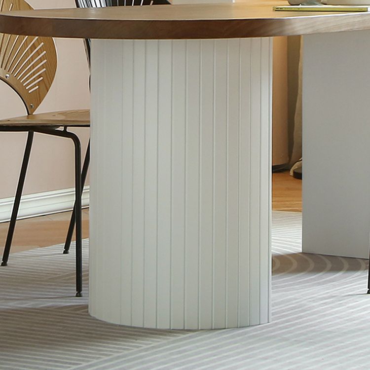 Pine Solid Wood Dining Table Oval Dining Table with Double Pedestal