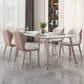Glam Dinette Table Rectangle Stone Dining Room Table in White