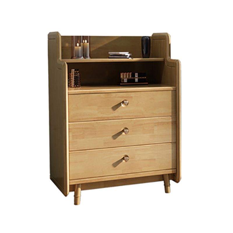 Glam Bedroom Storage Chest Vertical Rubber Wood Chest with Drawers