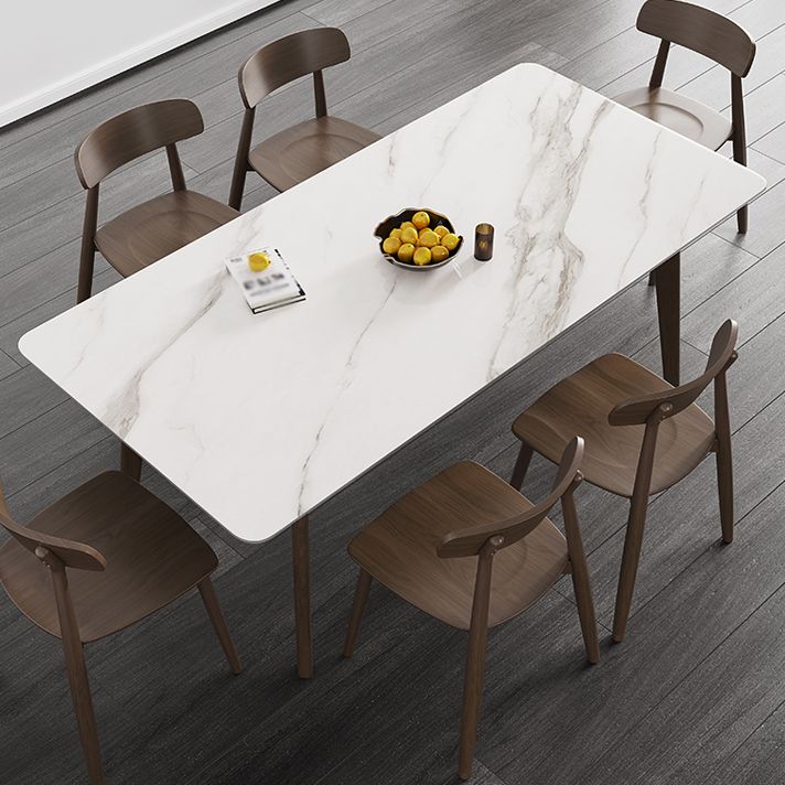 Mid-Century Modern Dining Table Rectangle Sintered Stone Dining Table with Wood Base Clearhalo ' dining_table' 'Dining Tables & Seating' 'Dining Tables' 'furn' 'furn_dining_table' 'Furniture' 'furniture_dining_table' 'Kitchen & Dining Furniture' 'kitchen&dining_furn' 'kitchen' 'kitchen_dining_table' 1200x1200_d8b2cce6-af3f-49cd-97e9-67566247f523