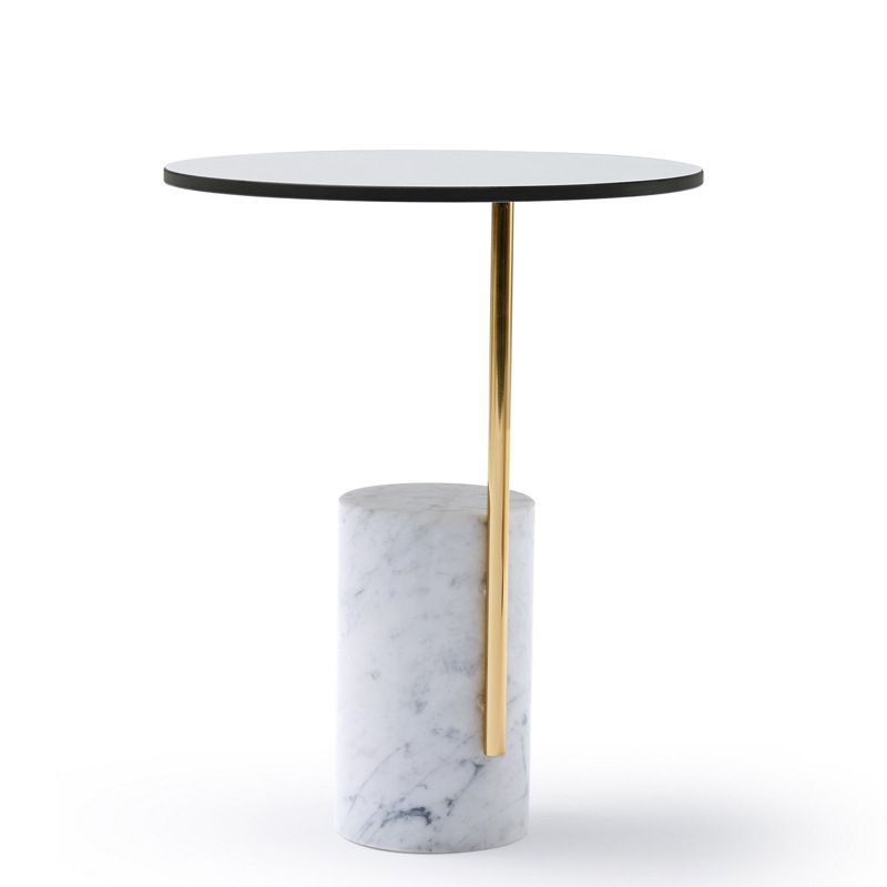 Contemporary Pedestal End Table Round Glass Top Side End Table