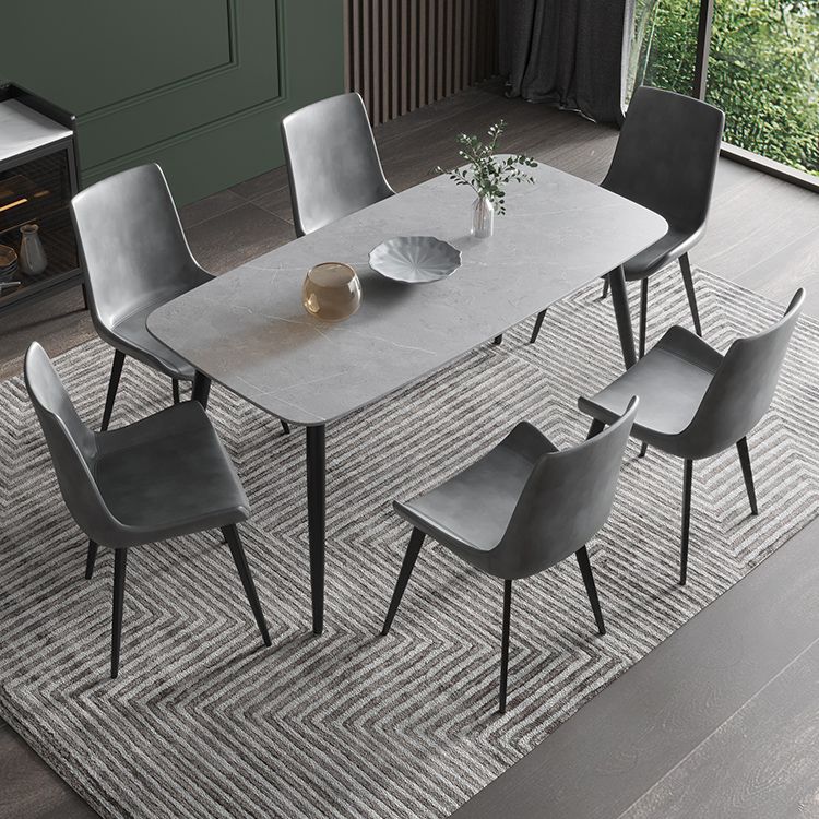 Contemporary Leather Dining Arm Chairs Solid Back Dining Side Chairs (Set of 2) Clearhalo ' kitchen&dining_furn' 'Dining Chairs' 'Dining Tables & Seating' 'dining_chair' 'furn' 'furn_dining_chair' 'Furniture' 'furniture_dining_chair' 'Kitchen & Dining Furniture' 'kitchen' 1200x1200_d8b3504e-26be-4f4e-9bdf-e5e7559bd40e