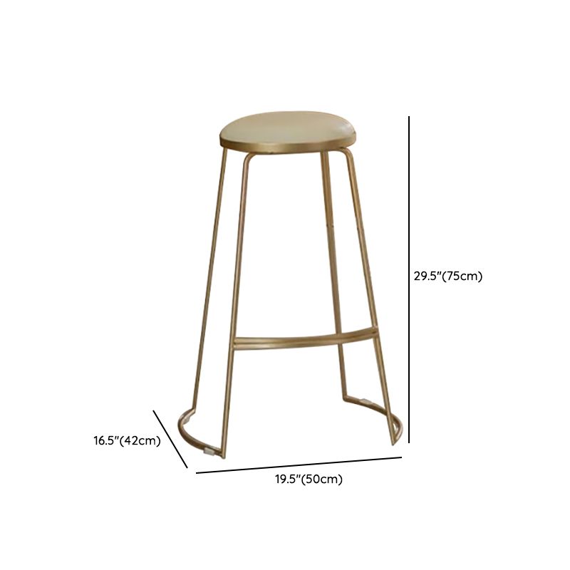 Glam Upholstered Dining Stool Metal Bar Stool with Gold Metal Base