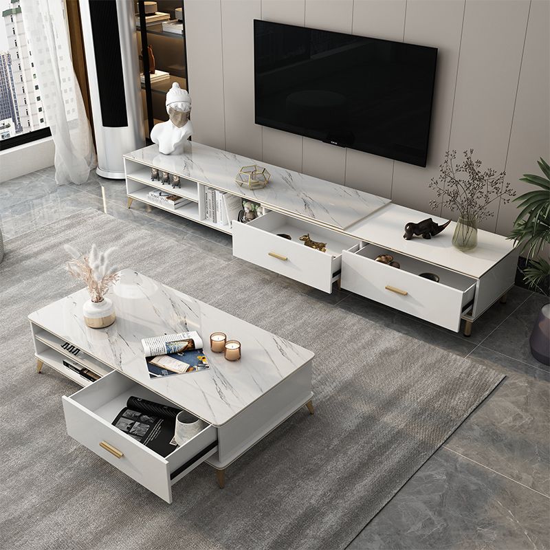 Wooden Coffee Cocktail Table with Storage 4 Legs Contemporary Rectangle Clearhalo 'Coffee & Accent Tables' 'Coffee Tables' 'coffee_tables' 'furn' 'furn_coffee_tables' 'Furniture' 'Living Room Furniture' 1200x1200_d8b7792d-829d-49b1-a39b-5242b07d80cb