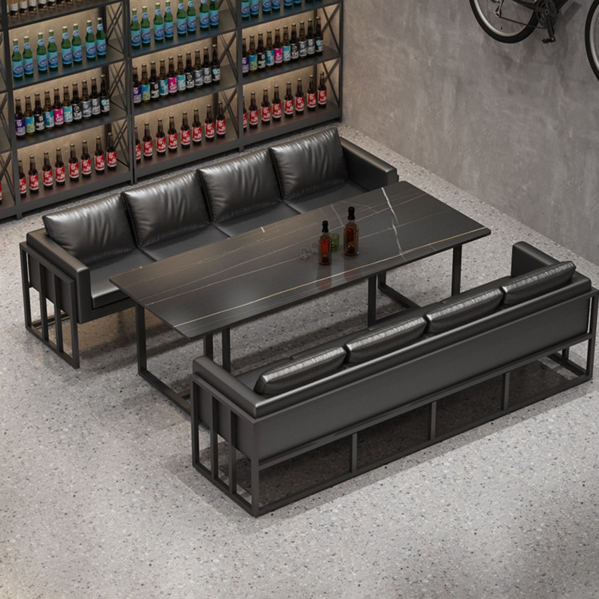 Industrial Sintered Stone Dinner Room Kitchen Table Black Table with Metal Base for Dinning Room Clearhalo ' dining_table' 'Dining Tables & Seating' 'Dining Tables' 'furn' 'furn_dining_table' 'Furniture' 'furniture_dining_table' 'Kitchen & Dining Furniture' 'kitchen&dining_furn' 'kitchen' 'kitchen_dining_table' 1200x1200_d8b7a206-8851-417a-83ff-944636de9d1c