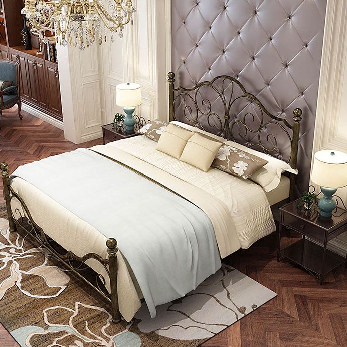 Industrial Metal Bed with Headboard Standard Profile Open-Frame Bed